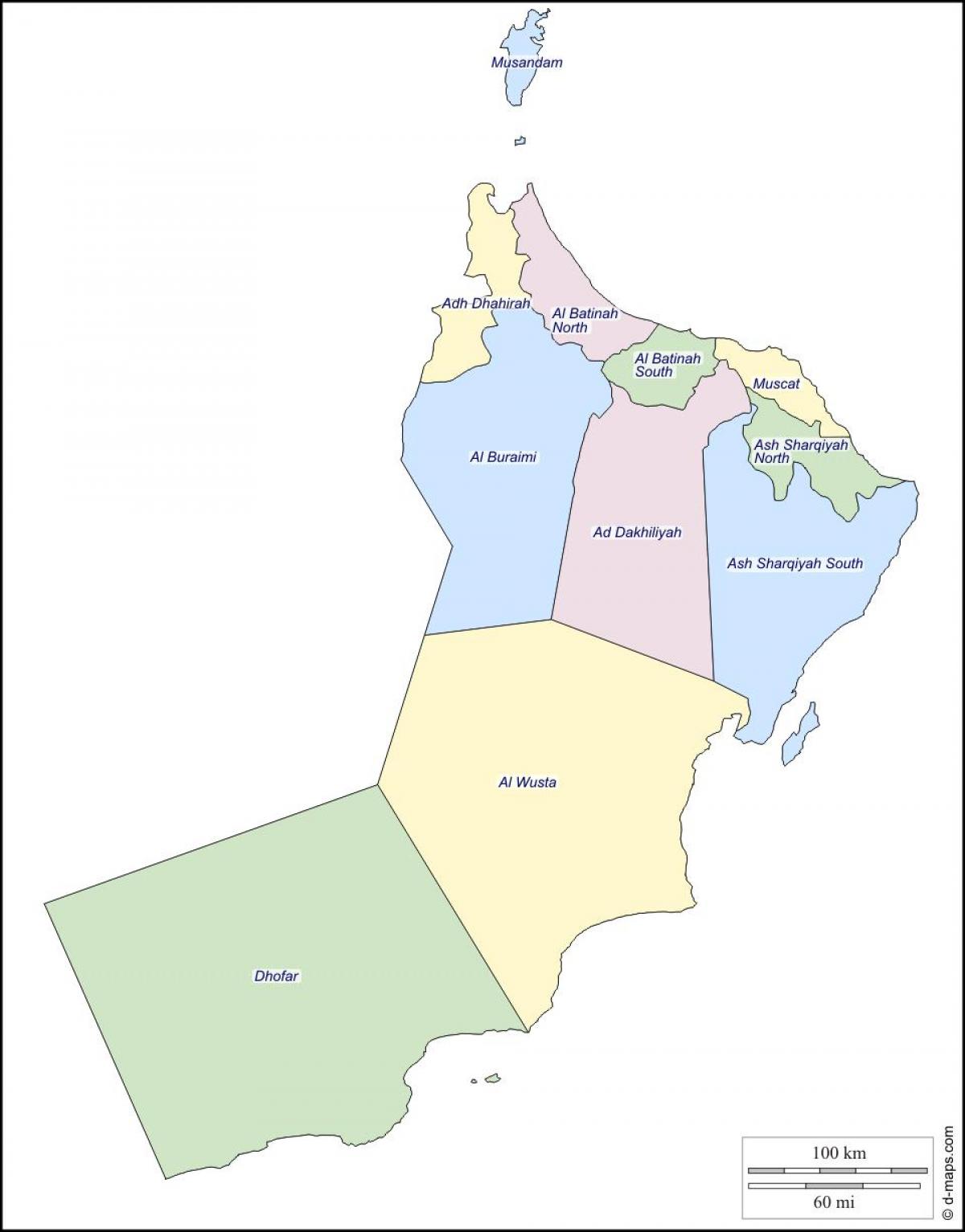 mapa Omana governorates