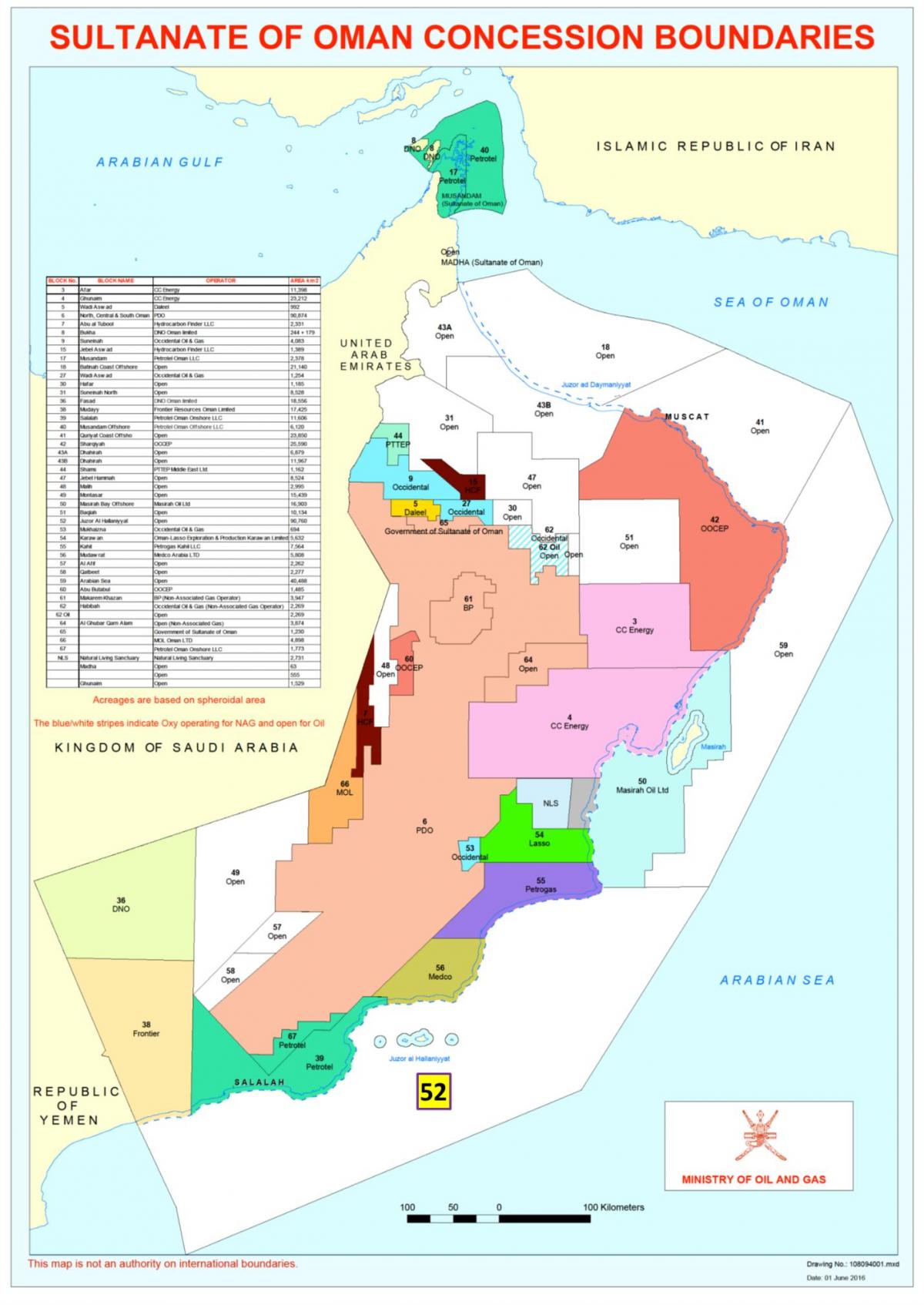 mapa Omana koncesiju