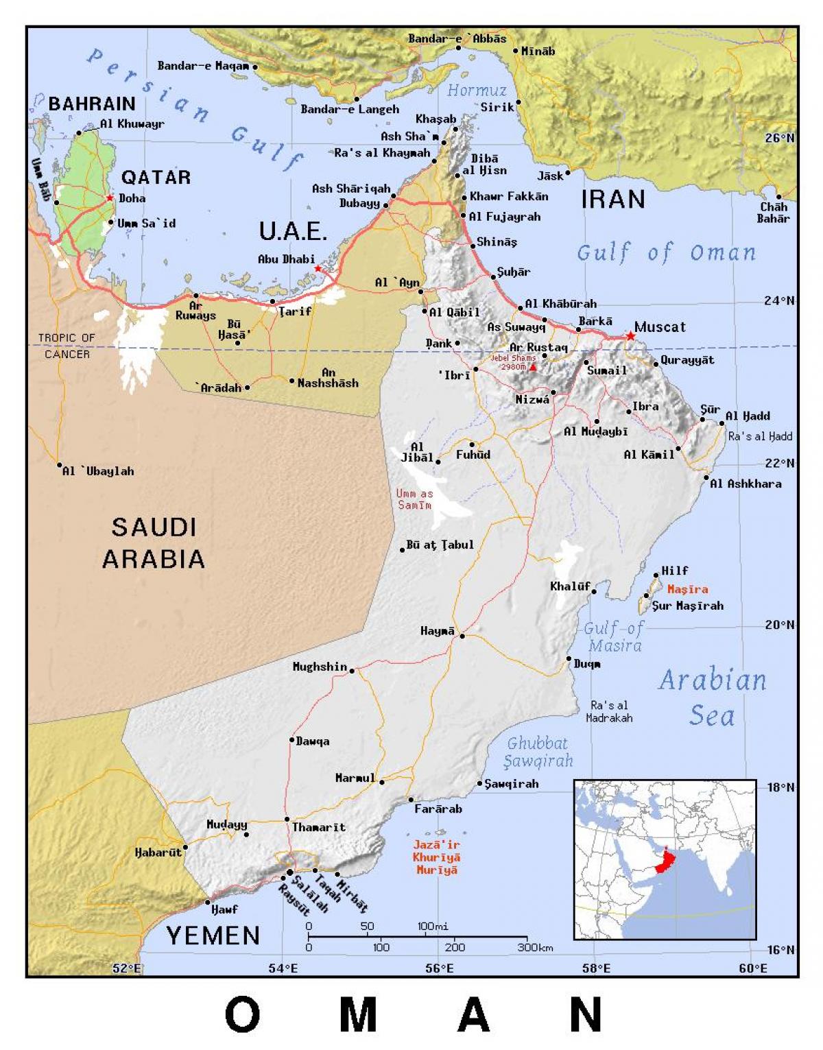mapa Omana politički